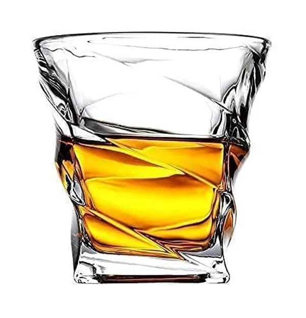 300ml_Old_Fashioned_Tumbler_Set_of_6_|_Whiskey_Glass_with_Thick_Bottom_|_Rocks_Bar_Glass_for_Drinking_Bourbon,_Scotch,_Cocktails._(Square-Twisted)