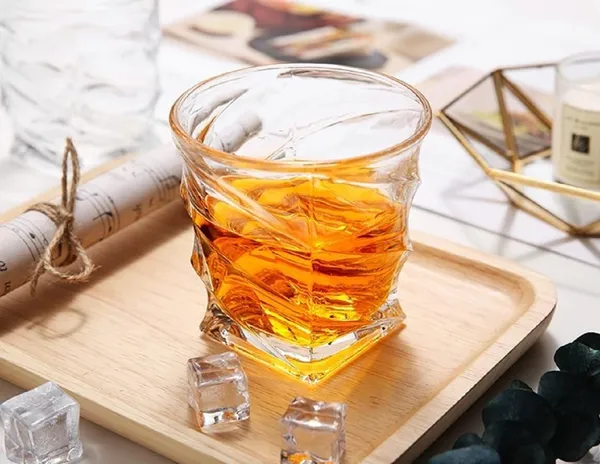300ml_Old_Fashioned_Tumbler_Set_of_6_|_Whiskey_Glass_with_Thick_Bottom_|_Rocks_Bar_Glass_for_Drinking_Bourbon,_Scotch,_Cocktails._(Square-Twisted)