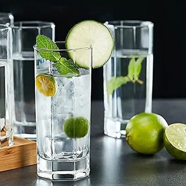 Premium_Juice/Water_Glass_Set_of_6_|_300ml_Classic_Highball_Tumbler_|_Glasses_for_Drinking_Juice,_Milkshake,_Beer,_Cocktail,_Coke,_Lassi,_Soda_(Hexagonal,_6)