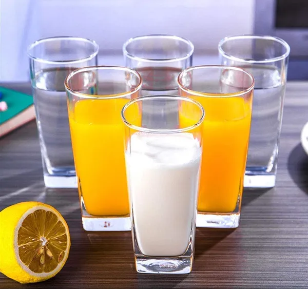Premium_Juice/Water_Glass_Set_of_6_|_300ml_Classic_Highball_Tumbler_|_Glasses_for_Drinking_Juice,_Milkshake,_Beer,_Cocktail,_Coke,_Lassi,_Soda_(Square,_6)