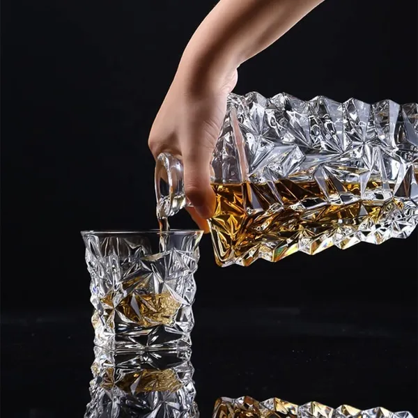 Premium_Italian_Style_7pcs_Set,_Imported_1*Decanter(850ml)_with_6*Glass(300ml),_Fashioned_Tumblers_for_Whiskey,_Wine,_Scotch,_Rum,_etc.,_Crystal_Set_is_Perfect_for_Home,_Restaurants_and_Parties