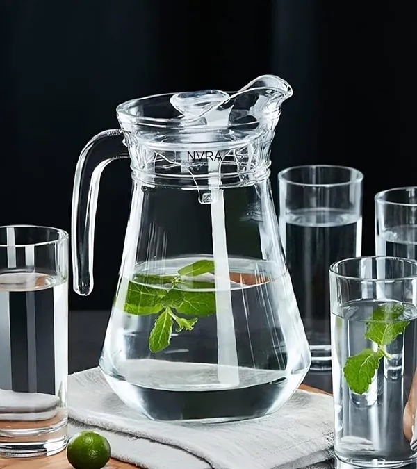 Premium_1300ml_Glass_Water_Jug_with_Plastic_Lid_&_Handle_|_1.3L_Transparent_Beverage_Carafe_for_Home,_Office,_Etc_|_Pitcher_for_Serve_Water_Milk_Juice_Beverage_(1.3L_Classic_Jug)