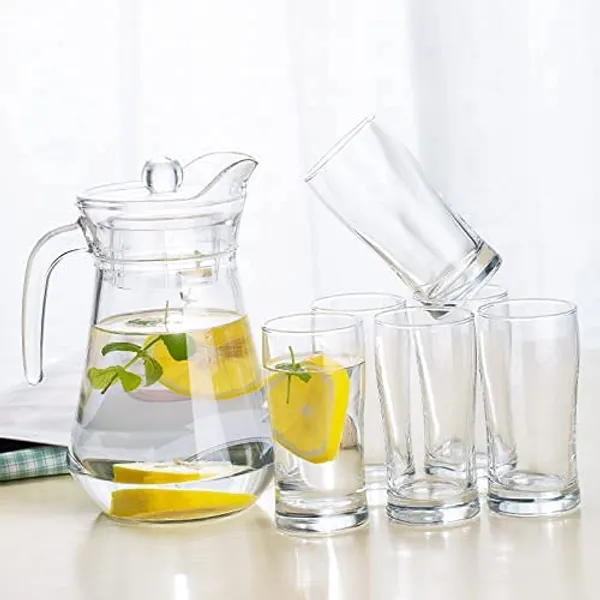 Premium_1300ml_Glass_Water_Jug_with_Plastic_Lid_&_Handle_|_1.3L_Transparent_Beverage_Carafe_for_Home,_Office,_Etc_|_Pitcher_for_Serve_Water_Milk_Juice_Beverage_(1.3L_Classic_Jug)