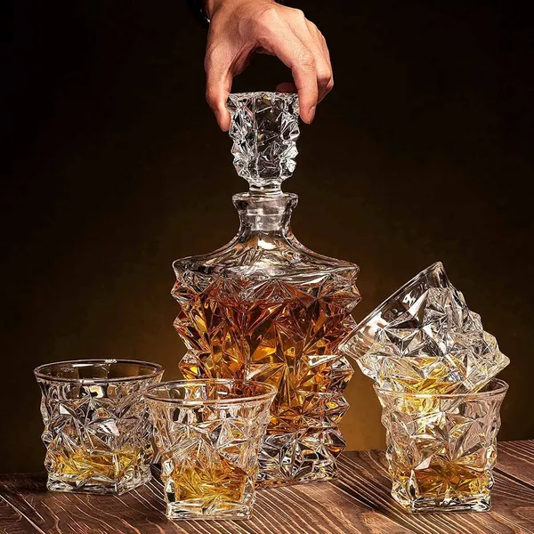 Premium_Crystal_Clear_7Pcs_Bar_Set,_1_Decanter_Bottle(850ml)_with_6_Whiskey_Glasses(300ml),_Perfect_for_Scotch,_Bourbon,_Wine,_Vodka,_Cocktail,_Tequila,_Rum_|_Best_Gift_for_Men_(Diamond_Crystal)