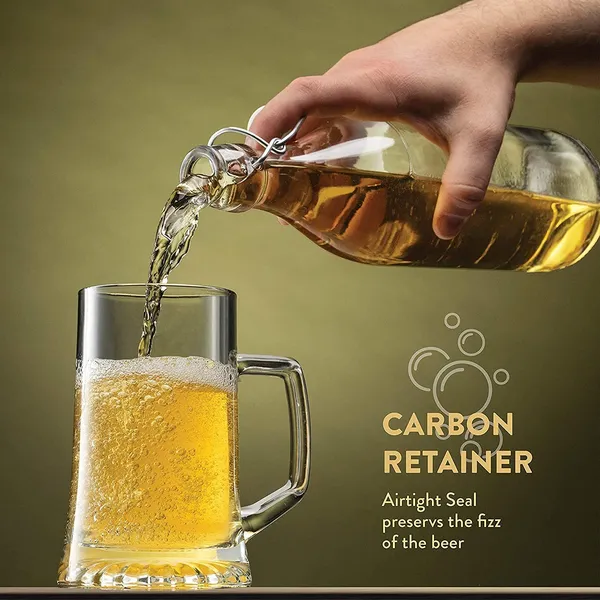 Flip_Top_Glass_Water_Bottle_Pack_of_4,_1_Liter_Clear,_Airtight_&_Leak_Proof_Swing_Cap_Bottle_with_Stopper_for_Beverages_Oil_Soda_Beer_Juice_Kombucha_Milk,_1000ml_Fridge_Water_Bottles