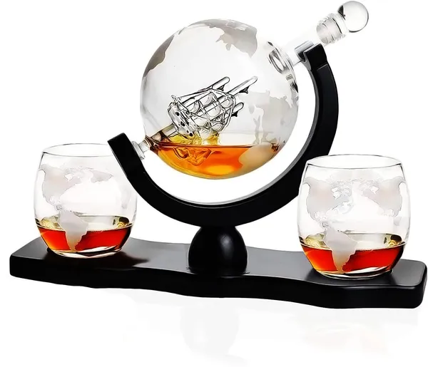 Whiskey_Decanter_Set_with_Etched_World_Map_|_One_Bottle_850_ml_-_Two_Glasses_300ml_|_Wooden_Base_|_Bar_Set_for_Liquor_Whisky_Scotch_Bourbon_Vodka_Wine_|_Special_Moment_|_Unique_Gift
