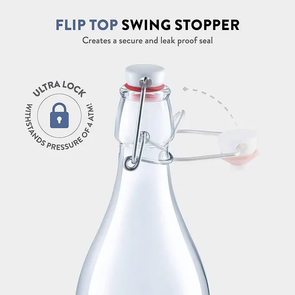 Flip_Top_Glass_Water_Bottle_1_Liter_Clear,_Airtight_&_Leak_Proof_Swing_Cap_Bottle_with_Stopper_for_Beverages_Oil_Soda_Beer_Juice_Kombucha_Milk,_1000ml_Fridge_Water_Bottles