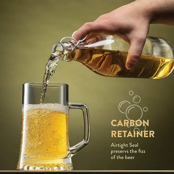 Flip_Top_Glass_Water_Bottle_1_Liter_Clear,_Airtight_&_Leak_Proof_Swing_Cap_Bottle_with_Stopper_for_Beverages_Oil_Soda_Beer_Juice_Kombucha_Milk,_1000ml_Fridge_Water_Bottles