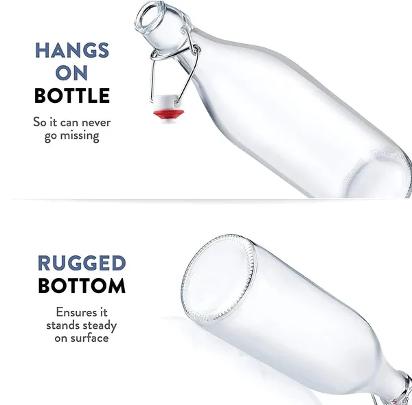 Flip_Top_Glass_Water_Bottle_1_Liter_Clear,_Airtight_&_Leak_Proof_Swing_Cap_Bottle_with_Stopper_for_Beverages_Oil_Soda_Beer_Juice_Kombucha_Milk,_1000ml_Fridge_Water_Bottles