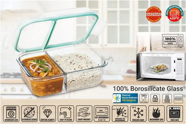 Premium_Slim_High_Microwave_Safe_Two_Compartment_Lunch_Box_Set,_1000ml_Transparent_Borosilicate_Glass,_Safety_Lock_Airtight_Tiffin_Containers_for_Office_School_(Rectangle_2_Partition_Box,1_Liter)