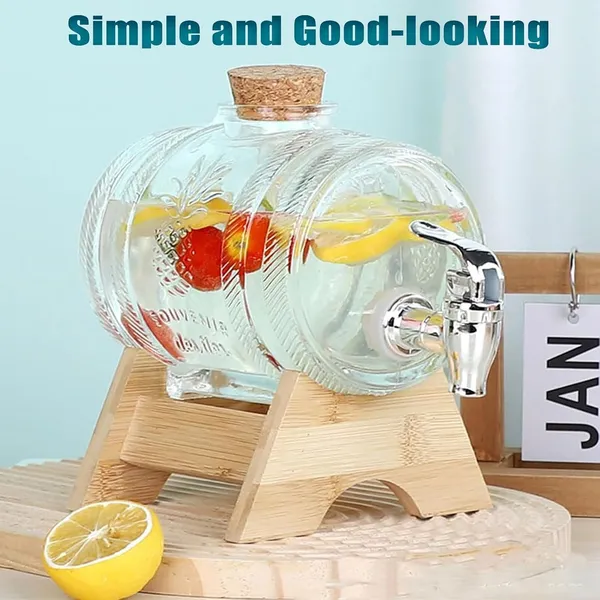 Premium_3_LTR_Water_Dispenser_with_Tap_Stand_Leak_Proof_Beverage_Dispenser_with_Wooden_Caps_Drink_Dispenser_Glass_Bottles_for_Office_Camping_Juice_Drinks_Container_Barrel_Dispenser_3_LTR,_1_PCS