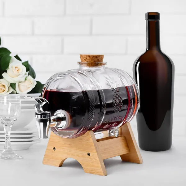 Premium_3_LTR_Water_Dispenser_with_Tap_Stand_Leak_Proof_Beverage_Dispenser_with_Wooden_Caps_Drink_Dispenser_Glass_Bottles_for_Office_Camping_Juice_Drinks_Container_Barrel_Dispenser_3_LTR,_1_PCS