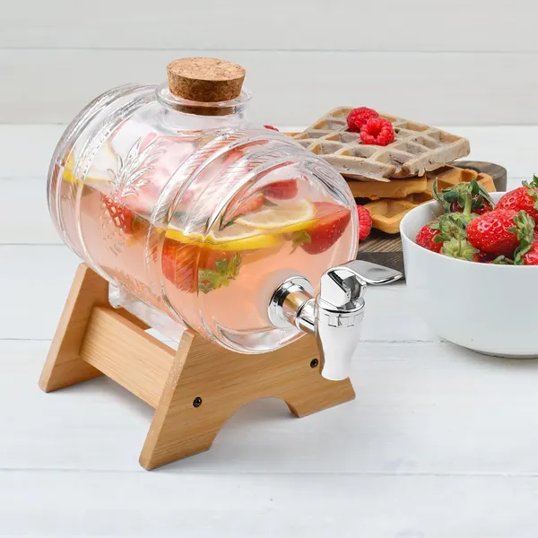 Premium_3_LTR_Water_Dispenser_with_Tap_Stand_Leak_Proof_Beverage_Dispenser_with_Wooden_Caps_Drink_Dispenser_Glass_Bottles_for_Office_Camping_Juice_Drinks_Container_Barrel_Dispenser_3_LTR,_1_PCS