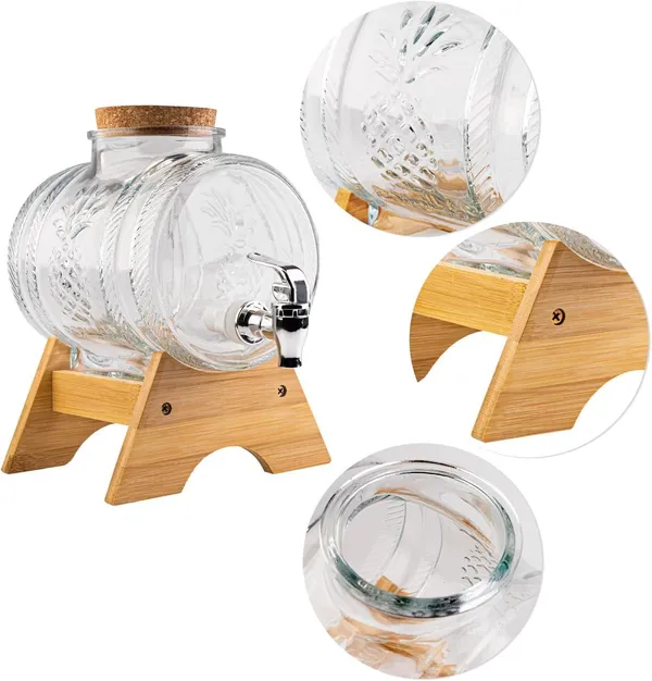 Premium_3_LTR_Water_Dispenser_with_Tap_Stand_Leak_Proof_Beverage_Dispenser_with_Wooden_Caps_Drink_Dispenser_Glass_Bottles_for_Office_Camping_Juice_Drinks_Container_Barrel_Dispenser_3_LTR,_1_PCS
