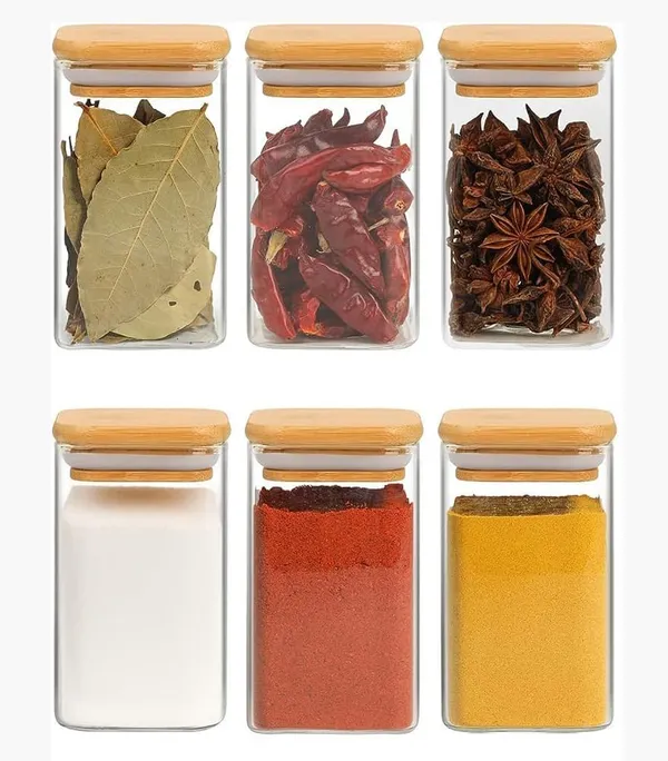Premium_270Ml_Glass_Containers_for_Kitchen_Set_of_6_Pieces_|_9oz_Storage_Jars_with_Bamboo_Lids_|_Square_Airtight_Spice_Jars_for_Kitchen_Storage_and_Organization_|_Transparent