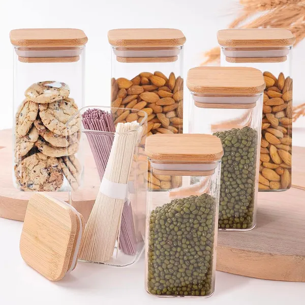 Premium_330Ml_Glass_Containers_for_Kitchen_Set_of_6-Piece_|_11.2_Oz_Storage_Jars_with_Bamboo_Lids_|_Square_Airtight_Glass_Jars_For_Storage_Container_Set_Glass_|_Spice_Jars,_Masala_Box