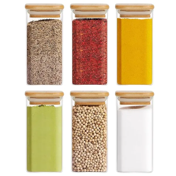 Premium_330Ml_Glass_Containers_for_Kitchen_Set_of_6-Piece_|_11.2_Oz_Storage_Jars_with_Bamboo_Lids_|_Square_Airtight_Glass_Jars_For_Storage_Container_Set_Glass_|_Spice_Jars,_Masala_Box