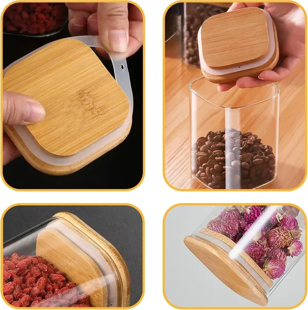 Premium_330Ml_Glass_Containers_for_Kitchen_Set_of_6-Piece_|_11.2_Oz_Storage_Jars_with_Bamboo_Lids_|_Square_Airtight_Glass_Jars_For_Storage_Container_Set_Glass_|_Spice_Jars,_Masala_Box