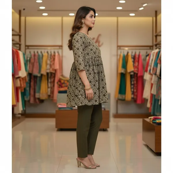 SHREESUTRAM_Creamy_Olive,_Rayon_Kurti_(K045COX2)