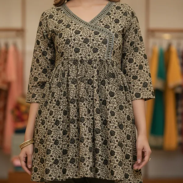 SHREESUTRAM_Creamy_Olive,_Rayon_Kurti_(K045COX2)