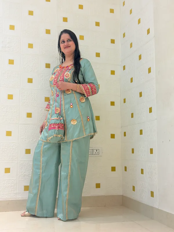 Pista_Green_Viscose_Rayon_Co-Ord_Set_with_Kurti,_Palazzo_&_Potli_–_Embroidery_and_Mirror_Work_–_CS001PGX1