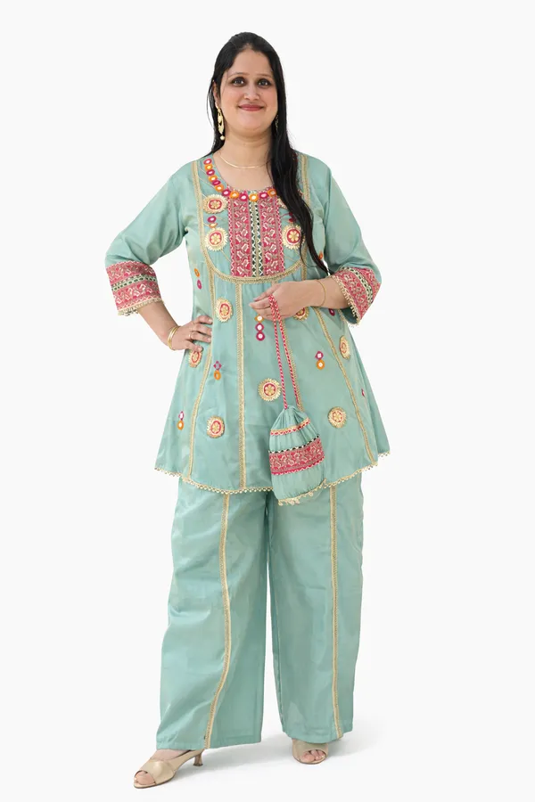 Pista_Green_Viscose_Rayon_Co-Ord_Set_with_Kurti,_Palazzo_&_Potli_–_Embroidery_and_Mirror_Work_–_CS001PGX1