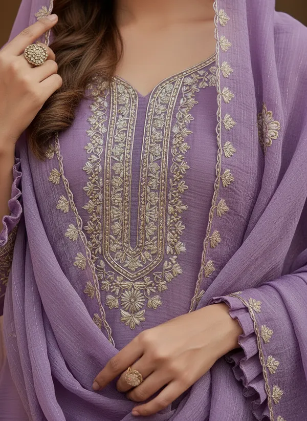 Lavender_Purple_Soft_Georgette_Blend_Kurti_Pant_&_Dupatta_Set_–_Delicate_Embroidery_&_Thread_Work_–_KPD007LPX1
