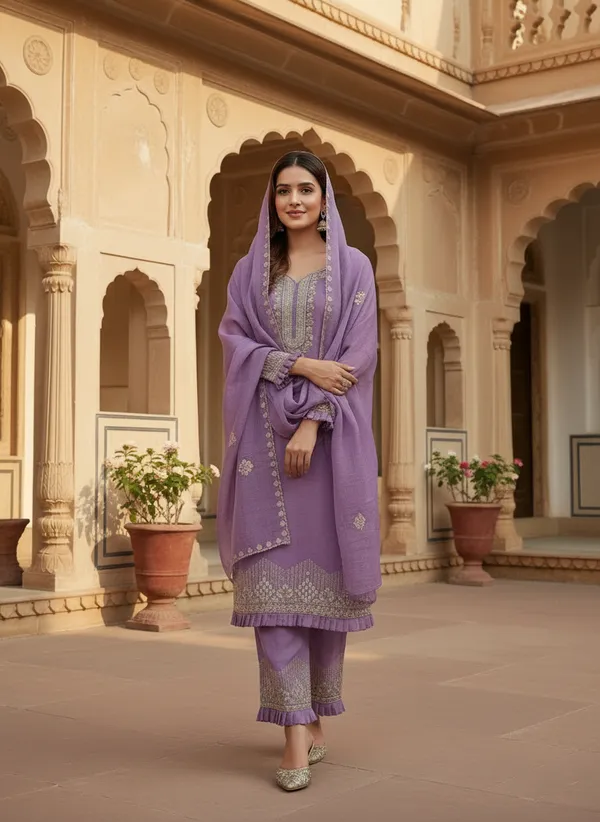 Lavender_Purple_Soft_Georgette_Blend_Kurti_Pant_&_Dupatta_Set_–_Delicate_Embroidery_&_Thread_Work_–_KPD007LPX1