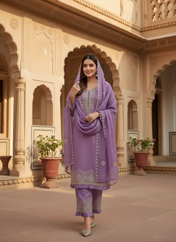 Lavender_Purple_Soft_Georgette_Blend_Kurti_Pant_&_Dupatta_Set_–_Delicate_Embroidery_&_Thread_Work_–_KPD007LPX1