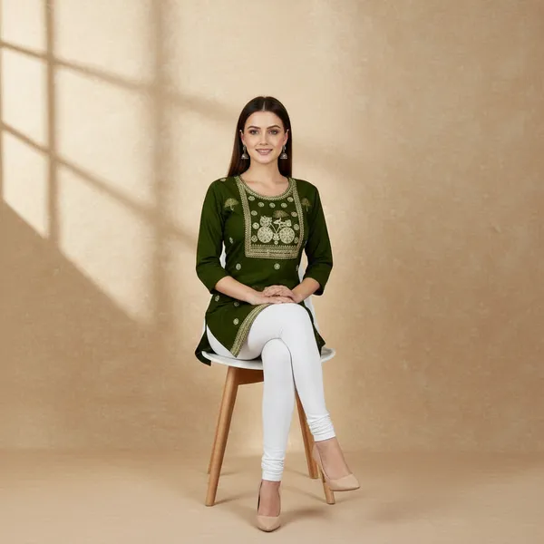 SHREESUTRAM_Bottle_Green,_Cotton_Kurti_(K044BGX2)