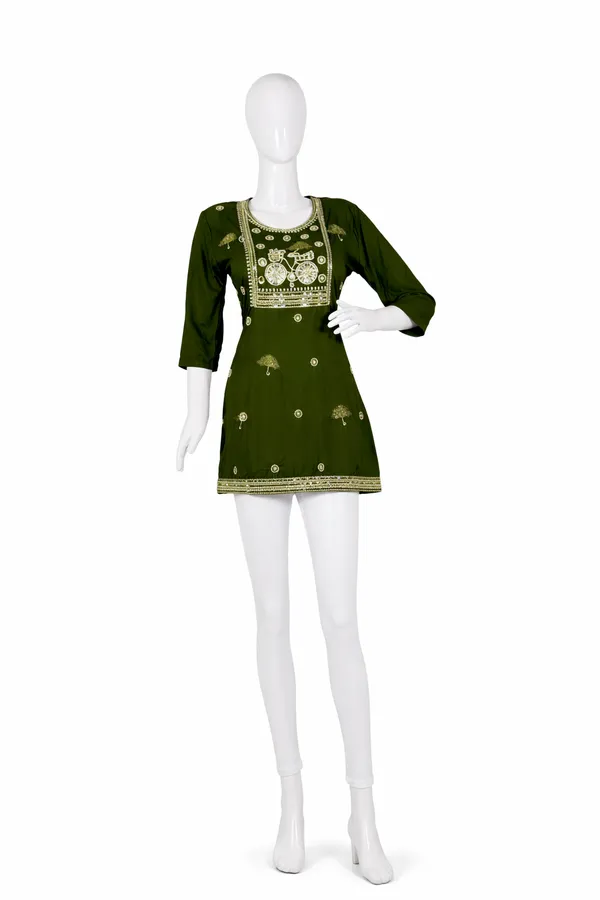 SHREESUTRAM_Bottle_Green,_Cotton_Kurti_(K044BGX2)