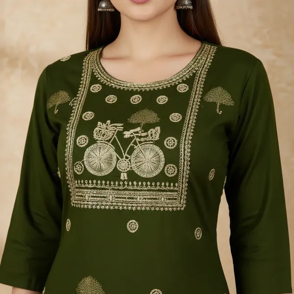 SHREESUTRAM_Bottle_Green,_Cotton_Kurti_(K044BGX2)