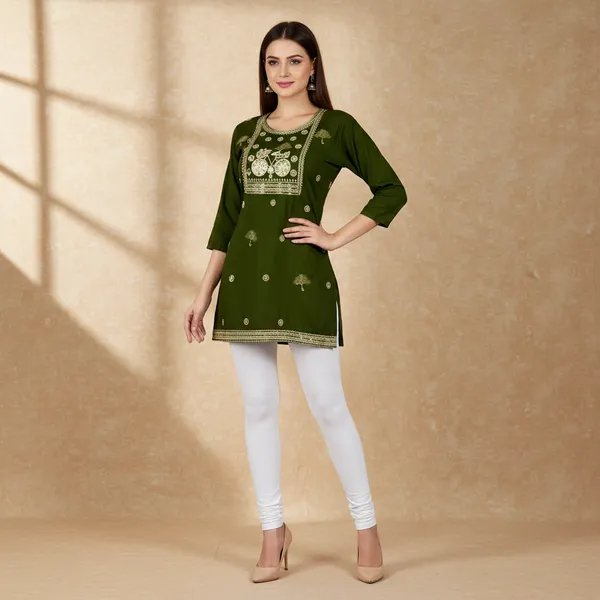 SHREESUTRAM_Bottle_Green,_Cotton_Kurti_(K044BGX2)