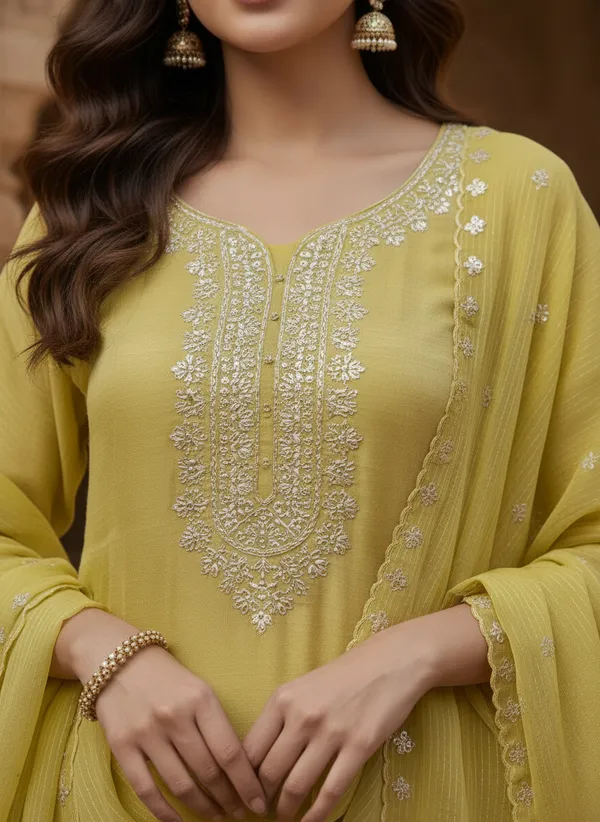Lime_Yellow_Soft_Georgette_Blend_Kurti_Pant_&_Dupatta_Set_–_Delicate_Embroidery_&_Thread_Work_–_KPD007LYX1