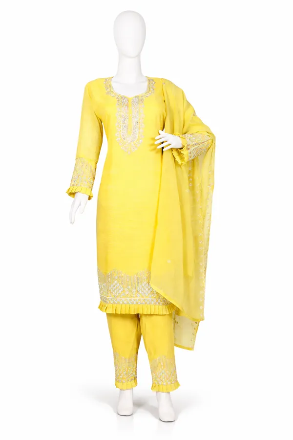 Lime_Yellow_Soft_Georgette_Blend_Kurti_Pant_&_Dupatta_Set_–_Delicate_Embroidery_&_Thread_Work_–_KPD007LYX1