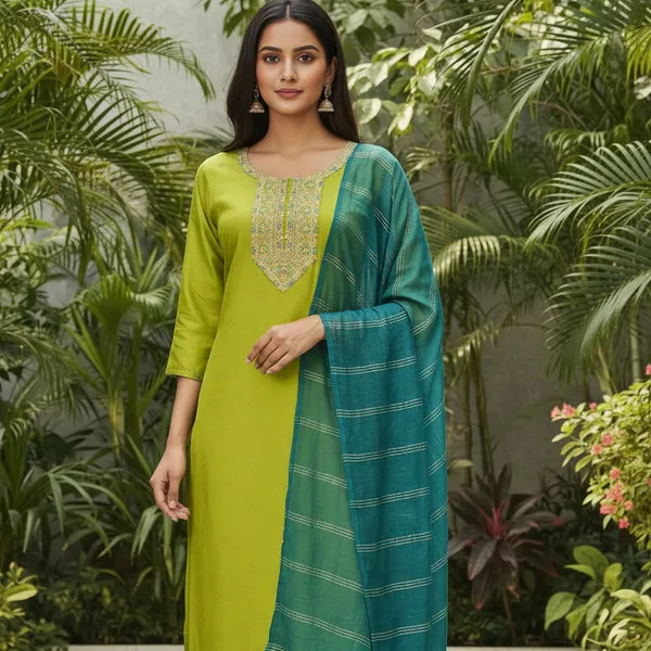 SHREESUTRAM_Lime_Green,_Georgette_Kurti,_Pant_&_Dupatta_(KPD024LGX2)