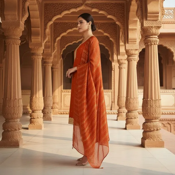 SHREESUTRAM_Rust_Orange,_Poly_Georgette_Kurti,_Pant_&_Dupatta_(KPD022ROX2))