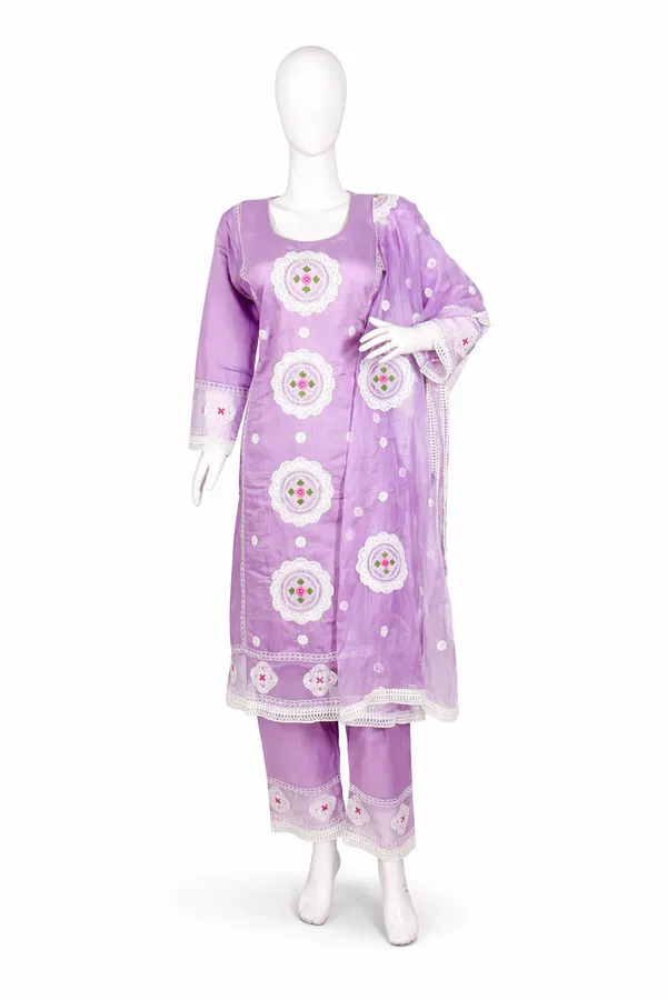 Light_Lavender_Organza_Cotton_Blend_Kurti_Pant_&_Dupatta_Set_–_Floral_&_Ornamental_Embroidery_–_KPD004LLX1
