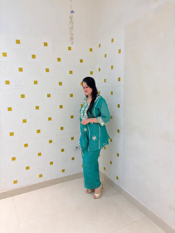 Bottle_Green_Viscose_Rayon_Co-Ord_Set_with_Kurti,_Palazzo_&_Potli_–_Embroidery_and_Mirror_Work_–_CS002BGX1