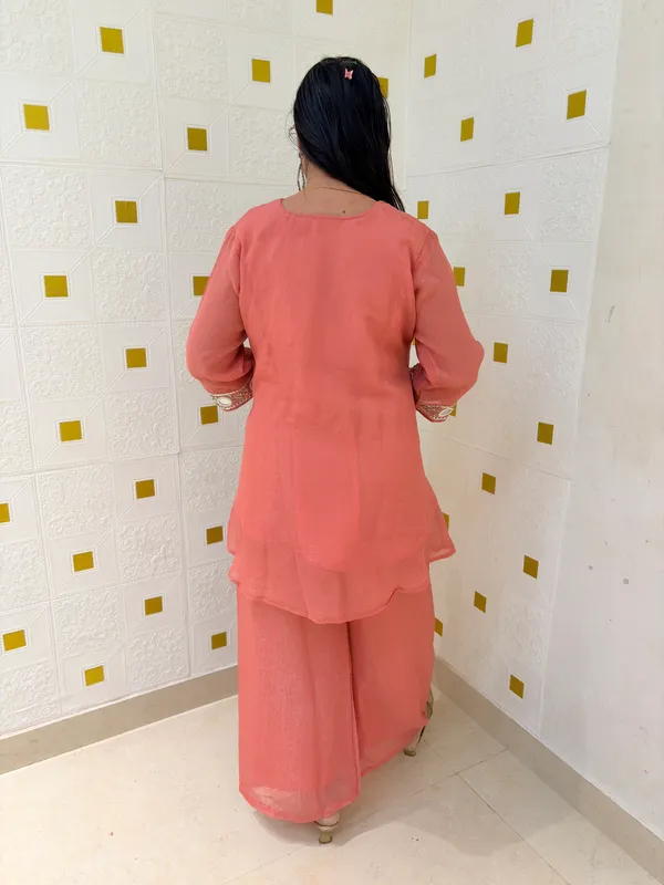 Peach_Pink_Viscose_Rayon_Co-Ord_Set_with_Kurti,_Palazzo_&_Potli_–_Embroidery_and_Mirror_Work_–_CS002PPX1