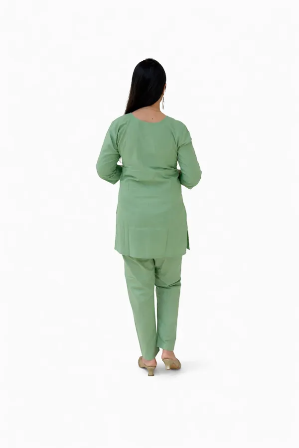 SHREESUTRAM_Pista_Green,_Poly_Cotton_Co-ord_Set_(CS035PGX2)