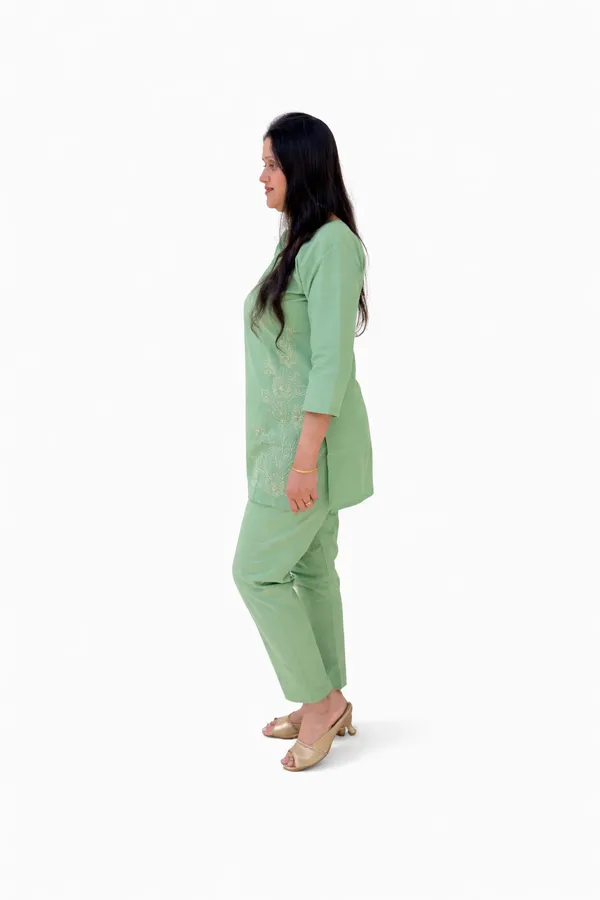 SHREESUTRAM_Pista_Green,_Poly_Cotton_Co-ord_Set_(CS035PGX2)
