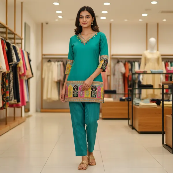SHREESUTRAM_Teal_Blue,_Viscose_Rayon_Kurti_(K041TBX2)