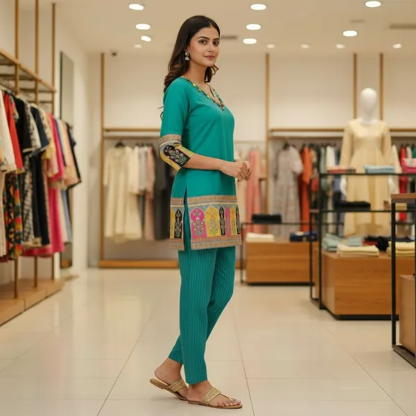 SHREESUTRAM_Teal_Blue,_Viscose_Rayon_Kurti_(K041TBX2)