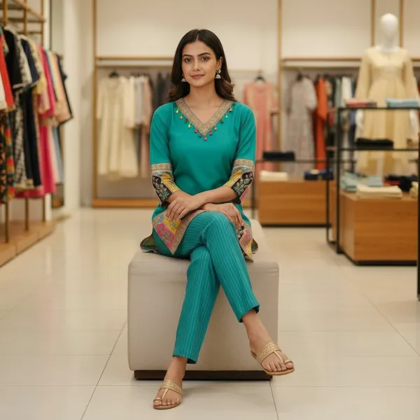 SHREESUTRAM_Teal_Blue,_Viscose_Rayon_Kurti_(K041TBX2)