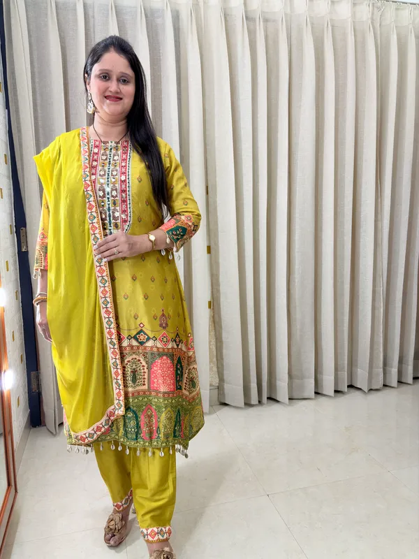 SHREESUTRAM_Mustard_yellow,_Chinon,_Kurti_Shrara_with_Dupatta_(KPD054MYX4)