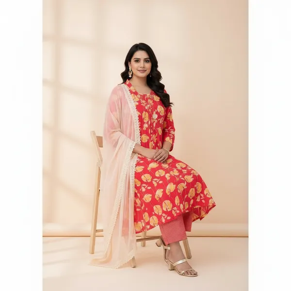 SHREESUTRAM_Rani_Pink,_Cotton-Blend_Kurti,_Pant_&_Dupatta_(KPD026RPX2)