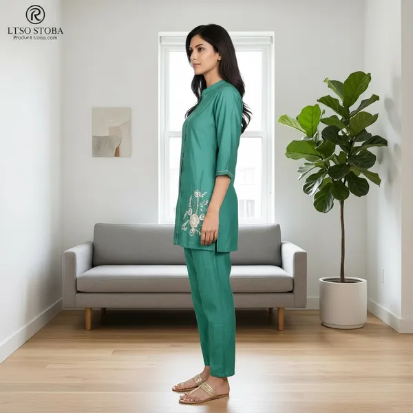 SHREESUTRAM_Teal_Blue,_georgette_Co-ord_Set_(CS031TBX2)