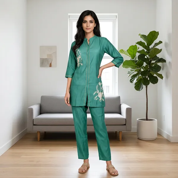 SHREESUTRAM_Teal_Blue,_georgette_Co-ord_Set_(CS031TBX2)