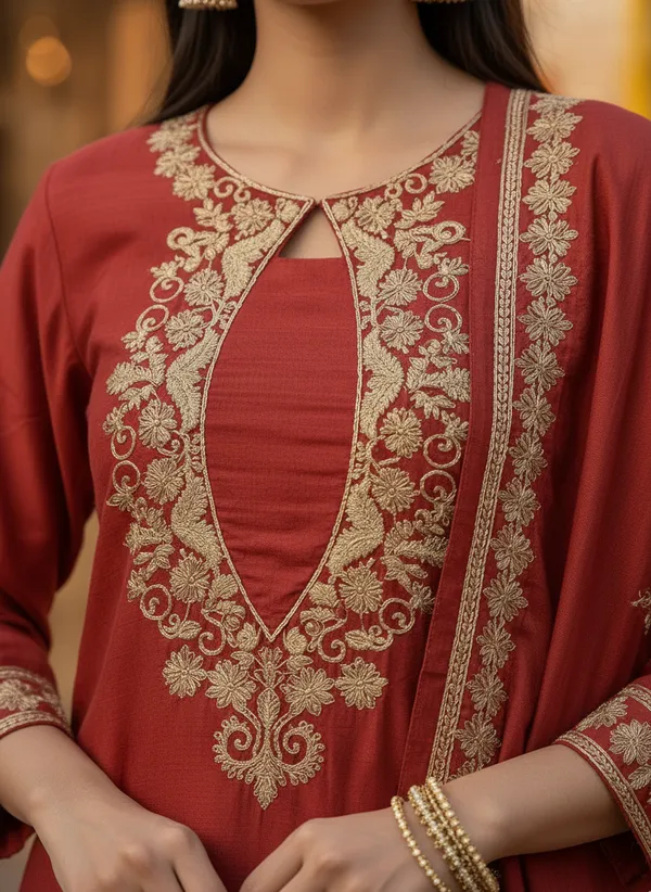 Burnt_Orange,_Cotton-Blend_Kurti,_Pant_&_Dupatta_(KPD001BOX1)